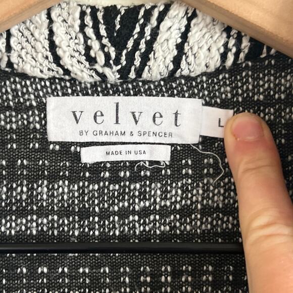 Velvet by Graham & Spencer Open Front Cardigan Sweater Blazer Jacket Large Black - Picture 4 of 6